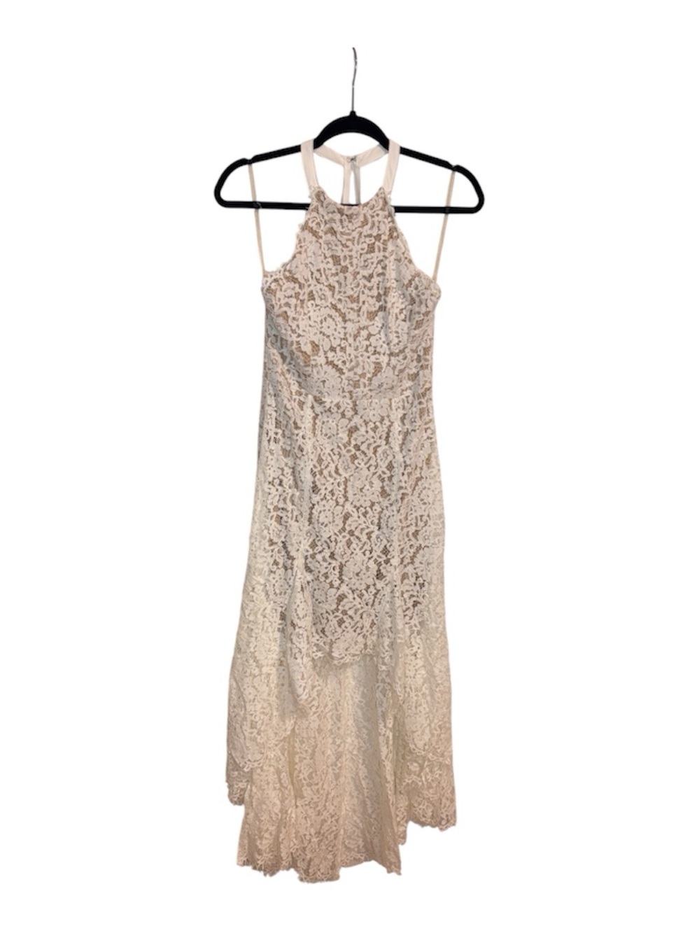 Do + Be high low white lace halter dress beach wedding